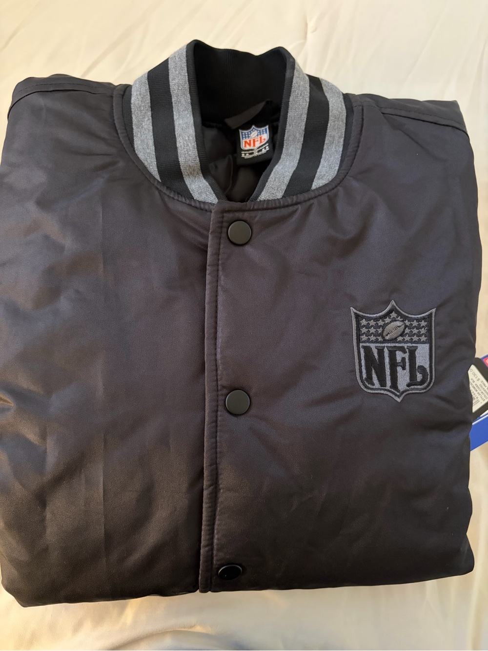 NFL Black Bomber Jacket with Gray Trim